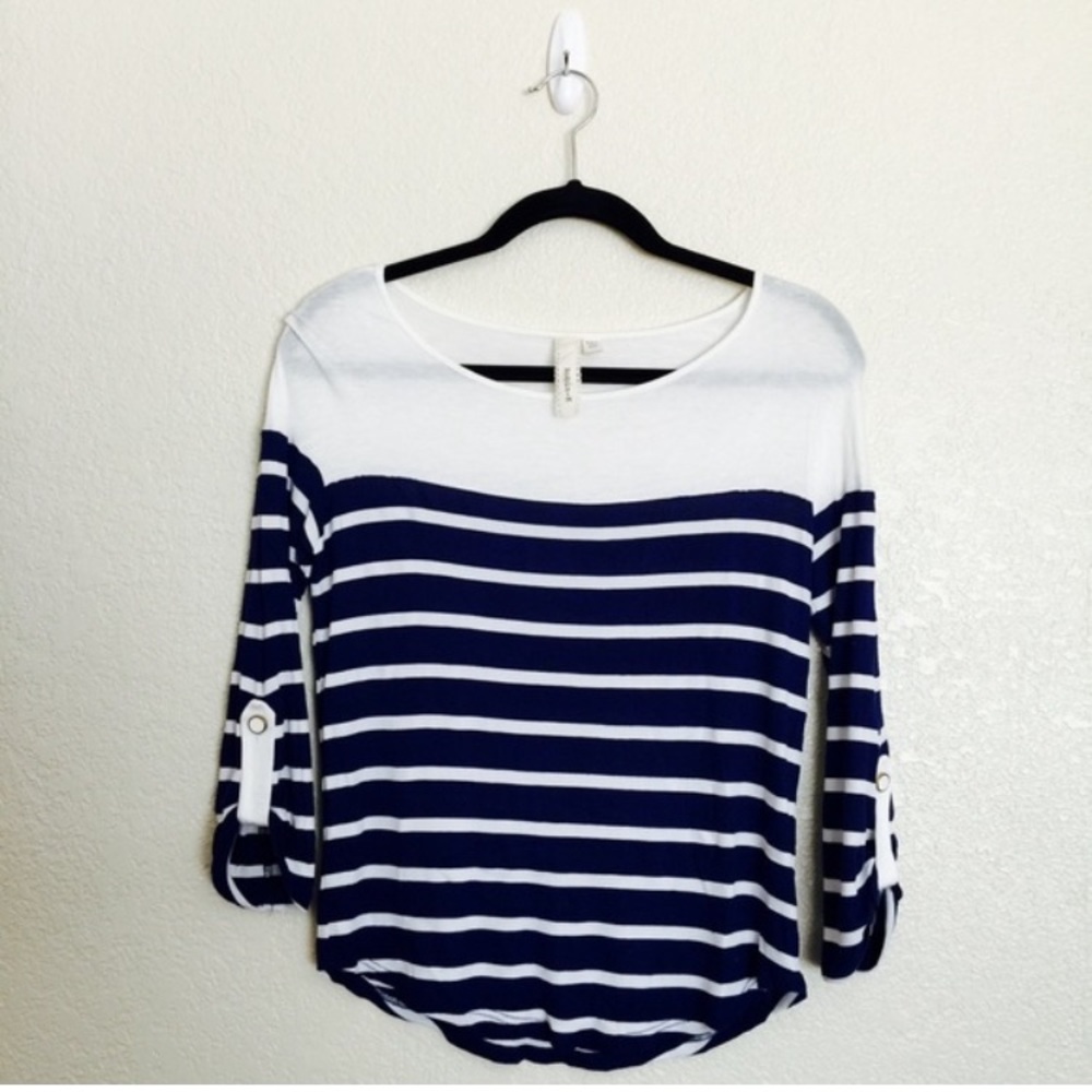 Robin-K Blue and White Striped 3/4 sleeve Nordstrom shirt
